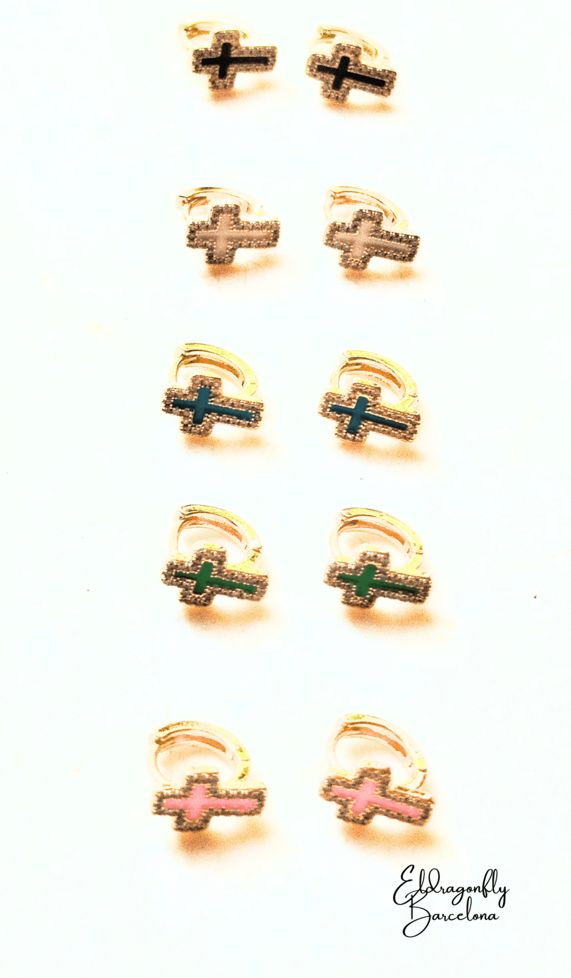 Pendientes pequeños de cruz antigua española de San Toledo - 1