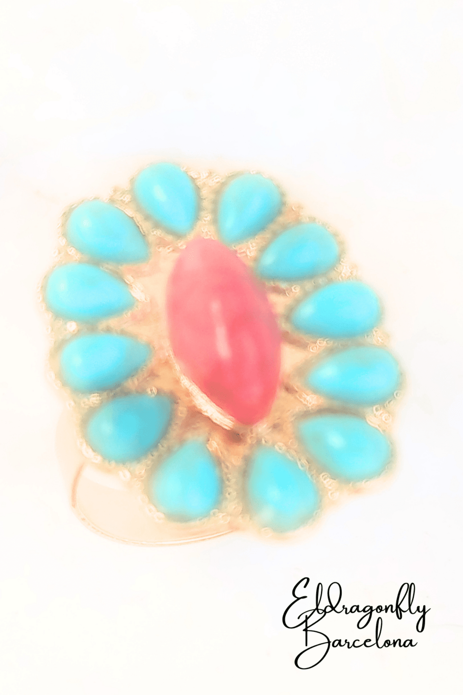 Anillo Boho Ajustable Estilo Ibiza con Detalles Turquesa y Coral - 2