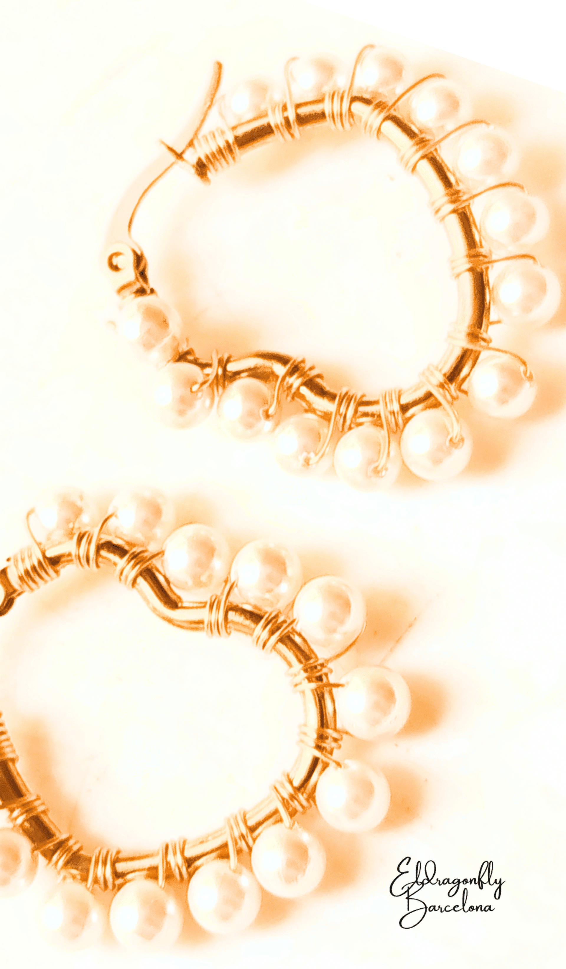 pendientes de alambre de perlas de oro - 1