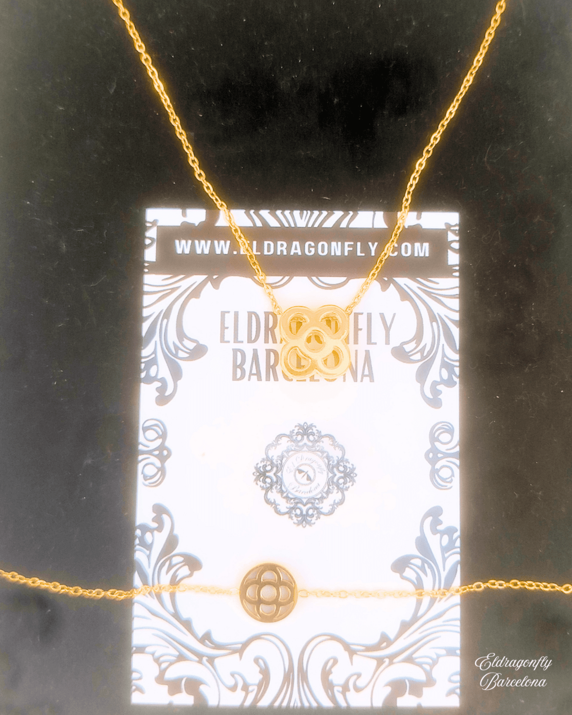 Conjunto Flor de Barcelona Dorado – Set de Pulsera y Collar - 1