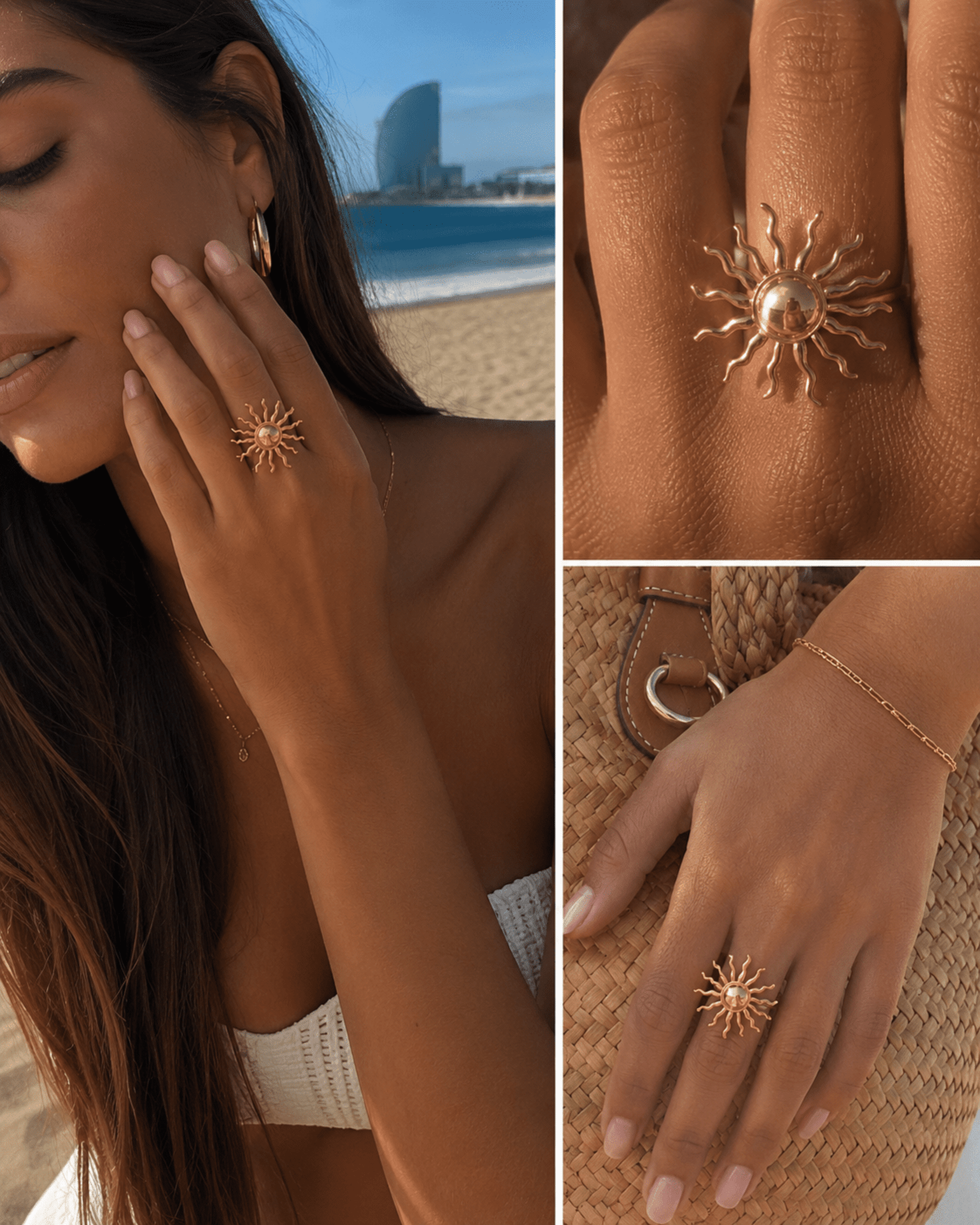 Anillo Boho Sol Ajustable Estilo Ibiza – Acero Inoxidable| Teresa sol edición - 1