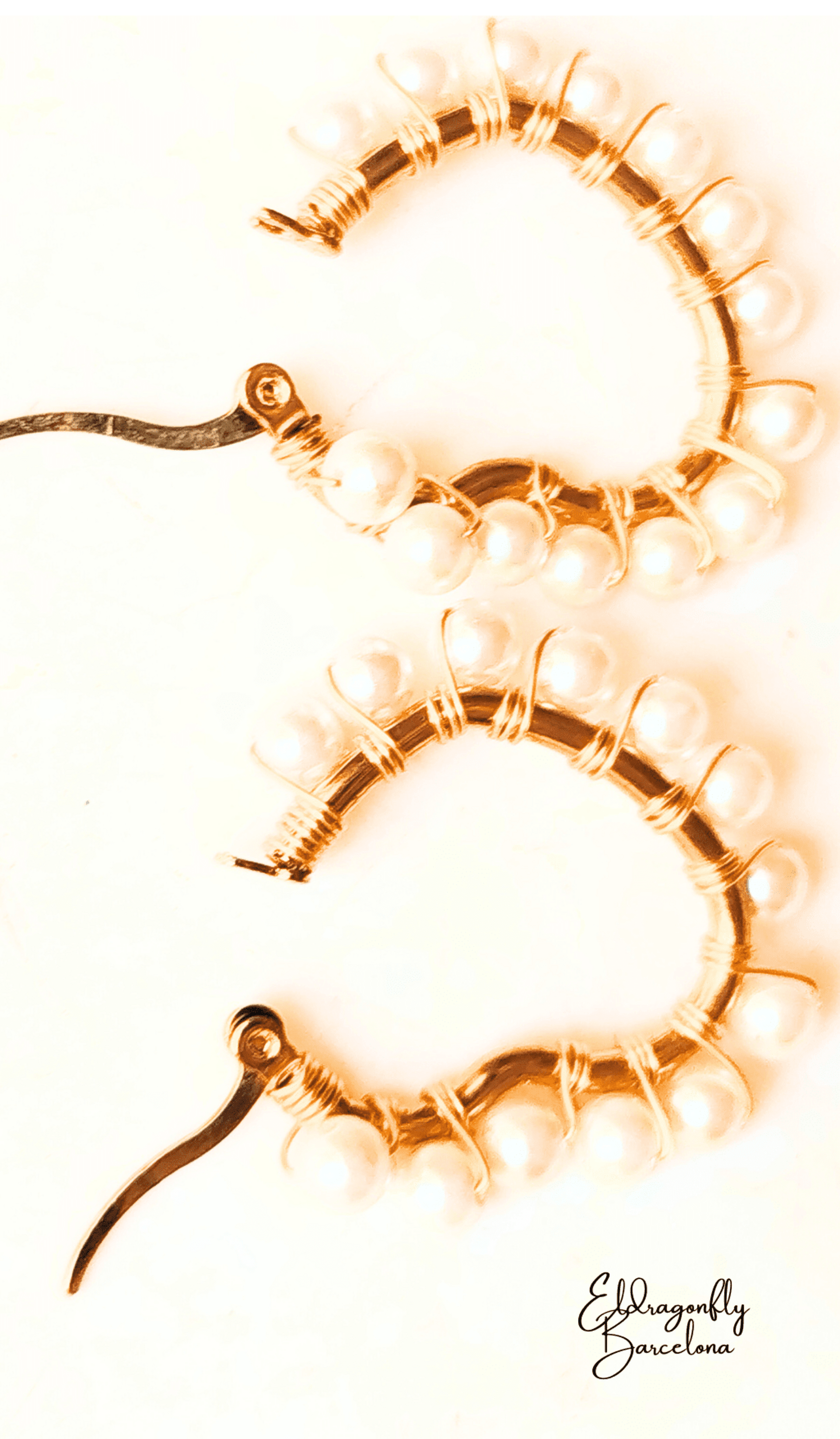 pendientes de alambre de perlas de oro - 3