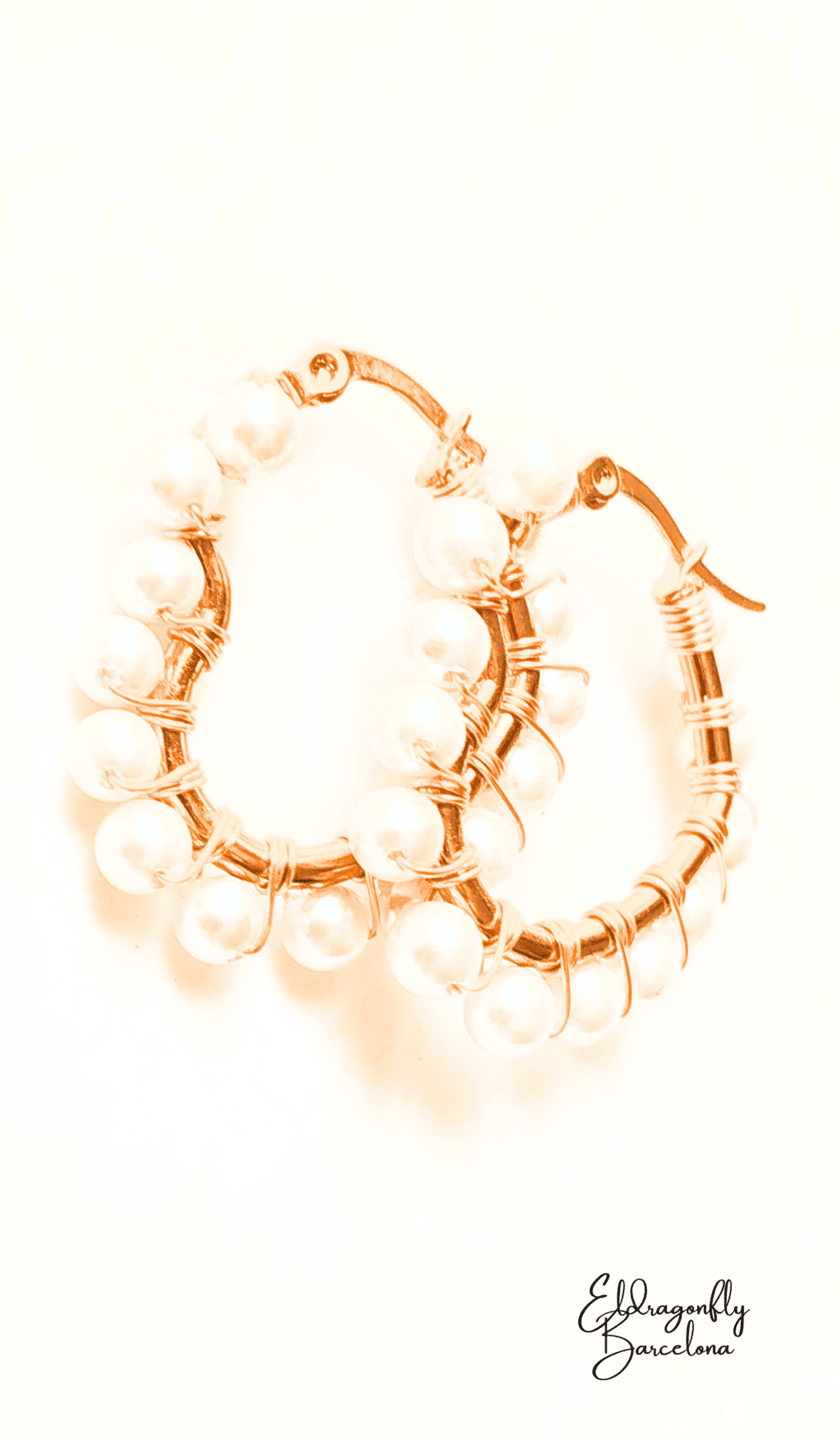 pendientes de alambre de perlas de oro - 2