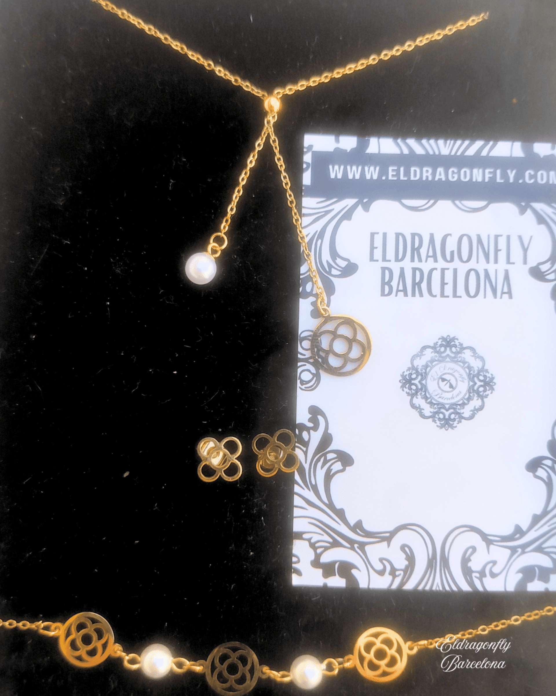 Conjunto Flor de Barcelona Dorado (Conjunto de joyas San Gervasi ) - 2