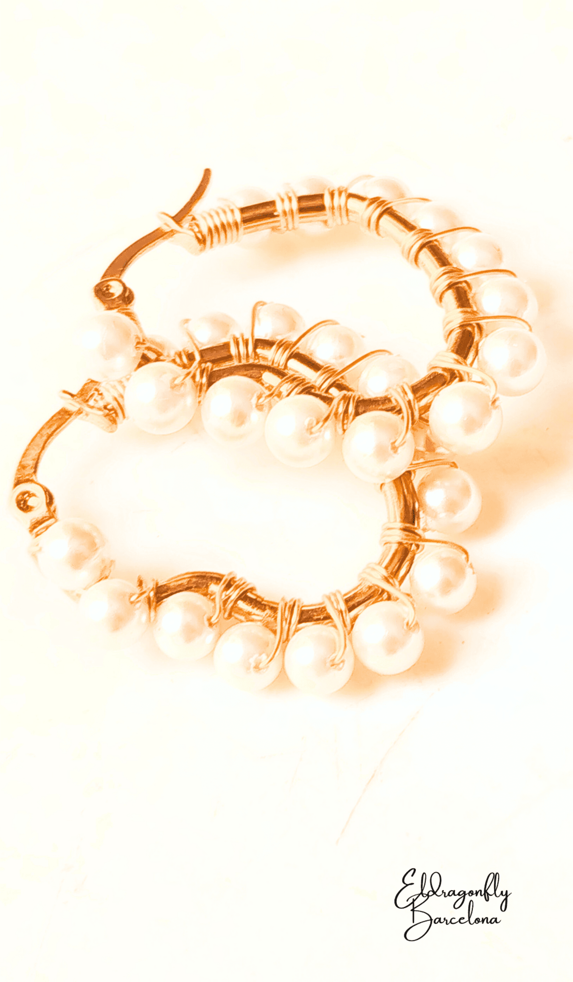 pendientes de alambre de perlas de oro - 4