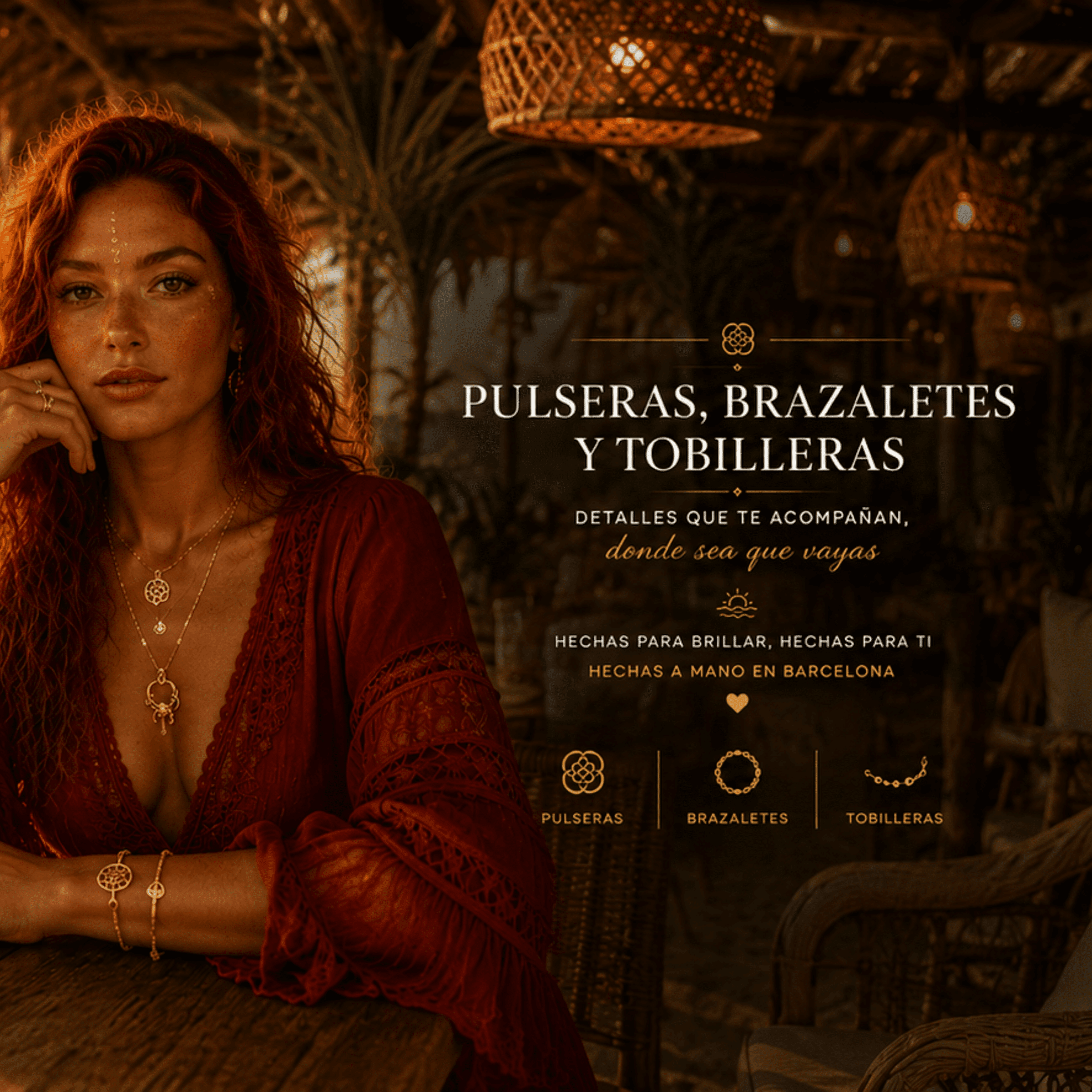 Pulseras, brazaletes y tobilleras.